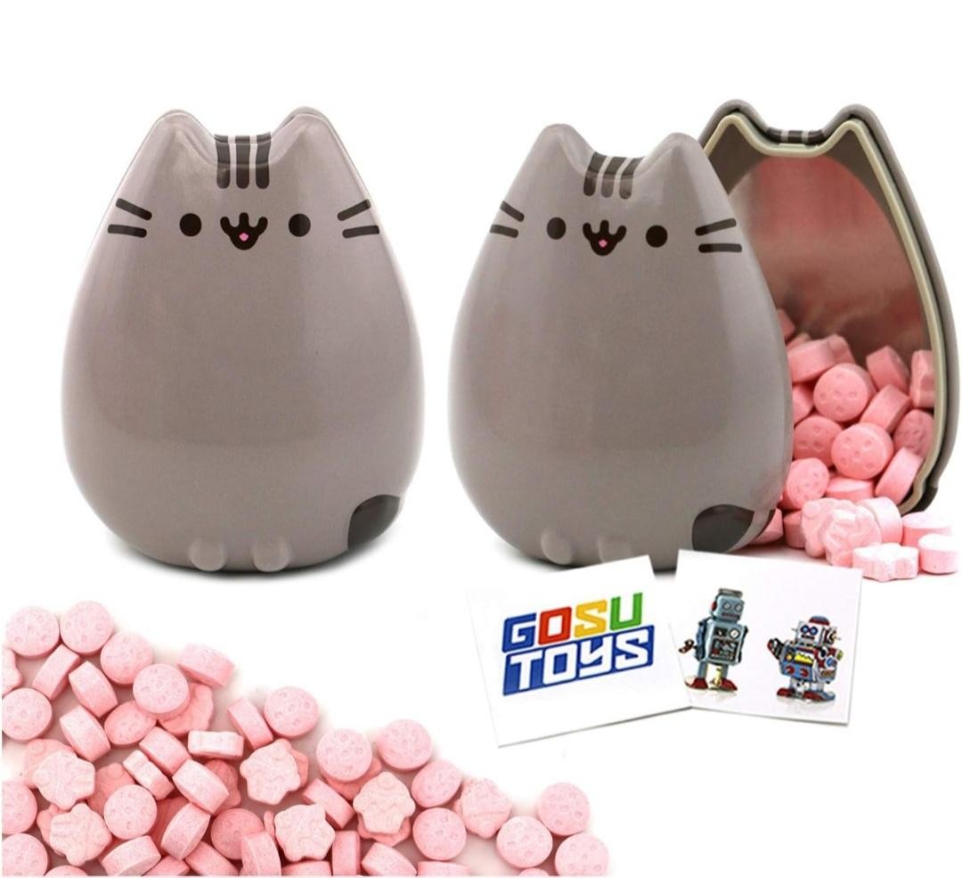 Pushee The Cat sweet strawberry Tin Candy