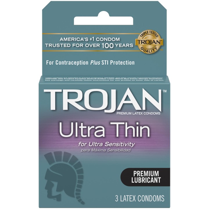 Trojan Ultra Thin Lubricated Condoms - 3 Count  Pack of 6