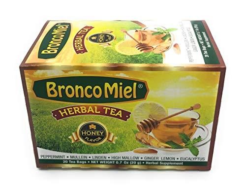 BroncoMiel Herbal Tea, Box of 20 Tea Bag 1,2 or 3 Box,Herbal Supplement,Honey Flavor (1)