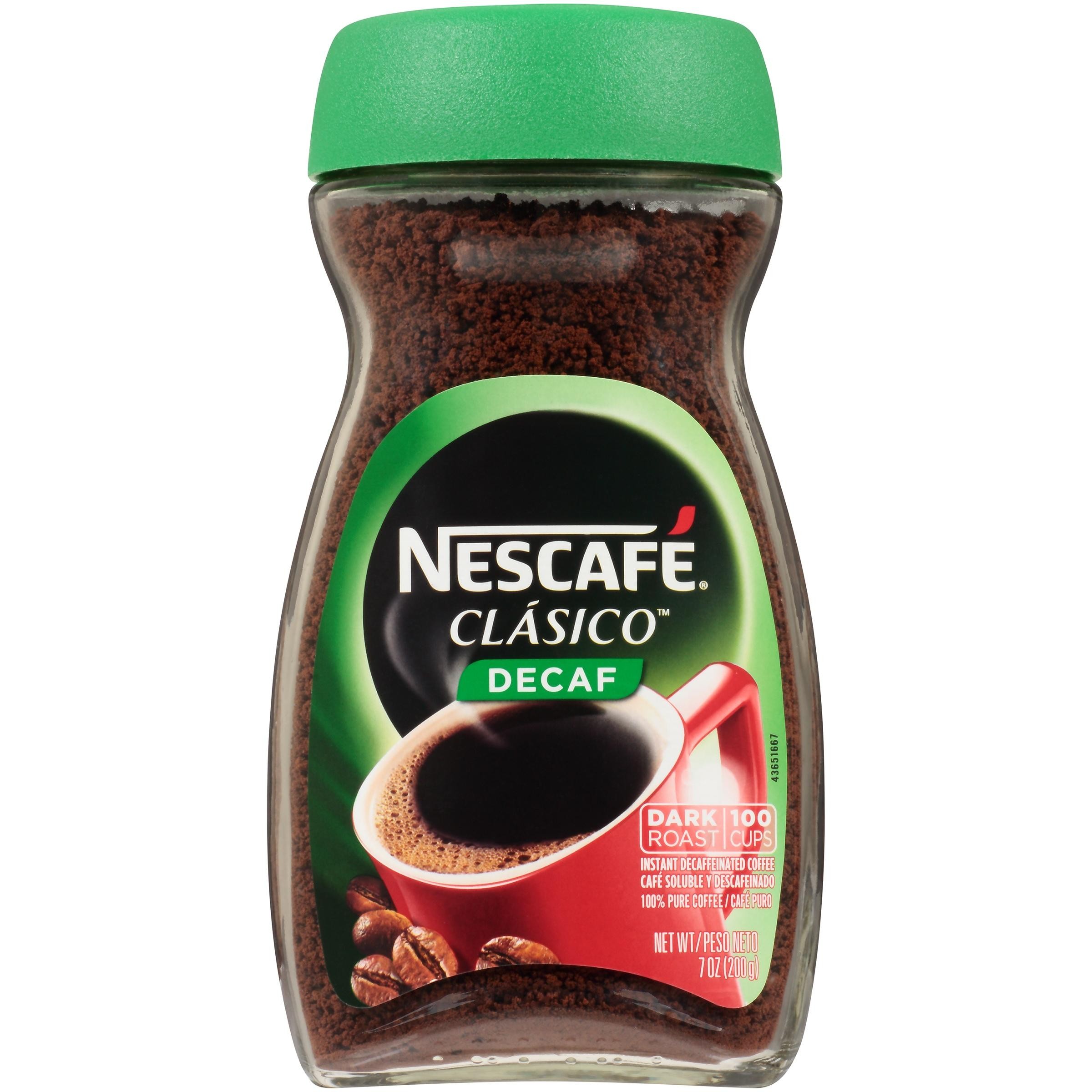Nescafé Decaf Clasico  Dark Roast Instant Coffee Jar  7 Oz