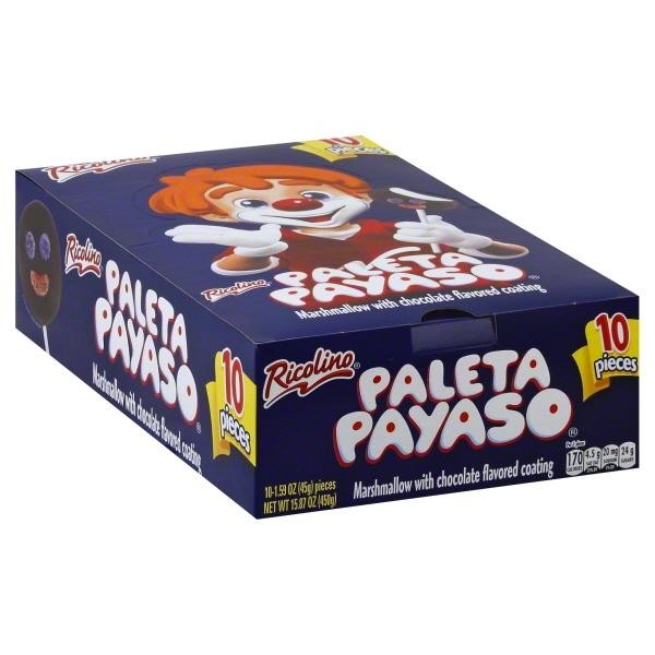 Ricolino Paleta Payaso Chocolate Marshmallow Lollipop, 17.64 Oz - 1.59 Oz
