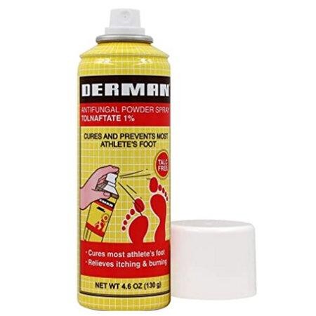 Derman Antifungal Powder Spray. Athlete S Foot  Ringworm and Jock Itch Treatment. Stops and Prevents Skin Fungus. 4.60 Oz
