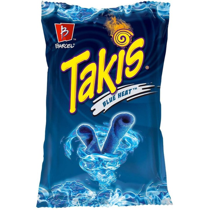 Takis Blue Heat Rolled Tortilla Chips  Hot Chili Pepper Artificially Flavored  9.9 Ounce Bag