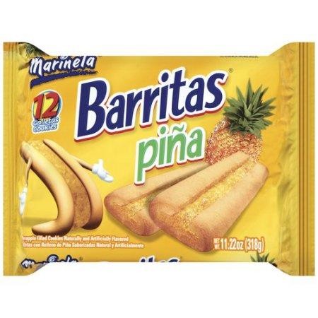 Marinela Barritas Piña Pineapple Soft Filled Cookie Bar  Artificially Flavored  6 Packs per Box  11.64 Ounces