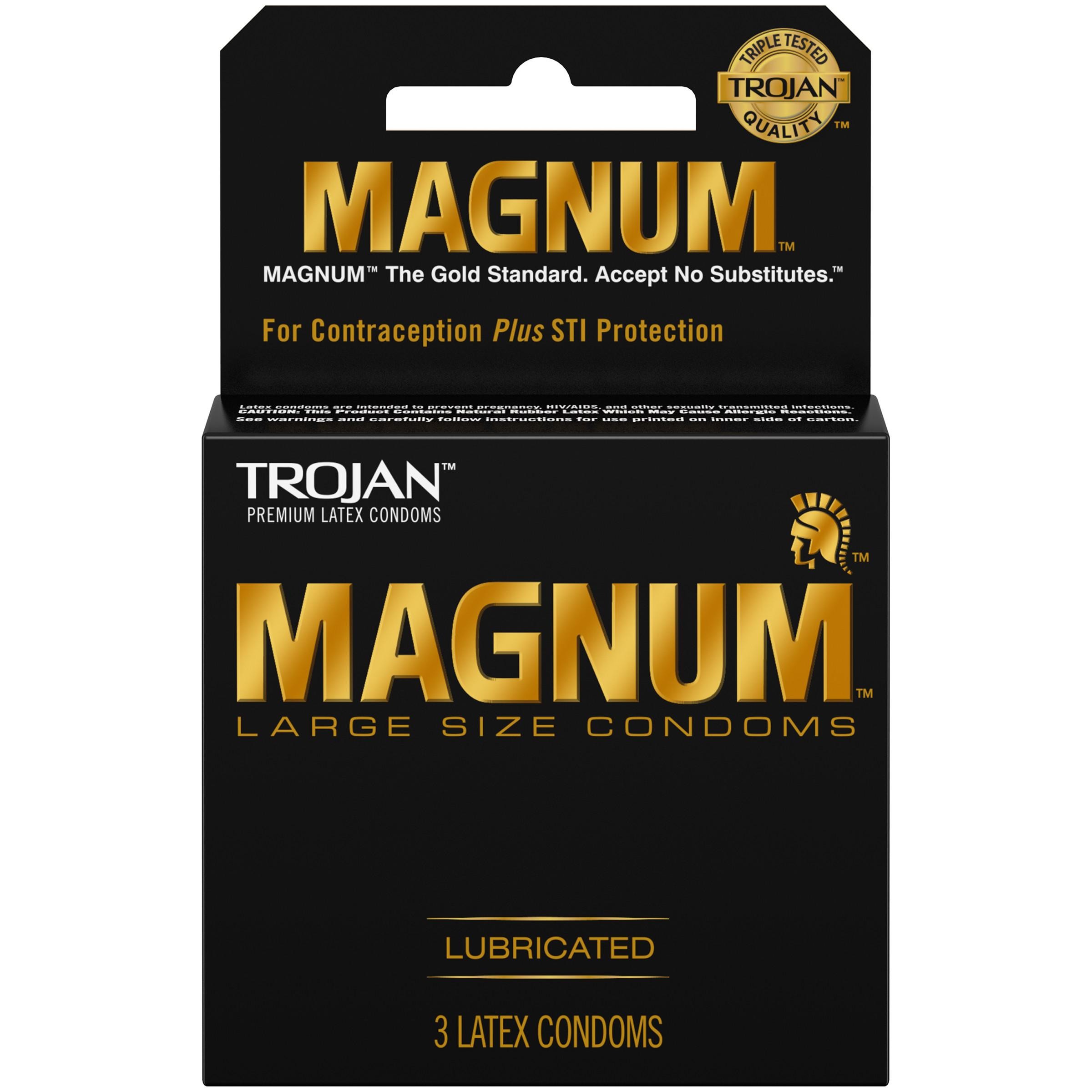 Trojan Magnum Condoms Large Lubricated Latex - 3 Ct, Pack of 2