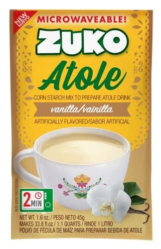 Zuko Atole Vanilla Instant Corn Starch Mix | Fortified with Vitamins | Just Add Hot Water | Microwaveable in Only 2 Minutes | 1.6 Ounce (Pack of 24)