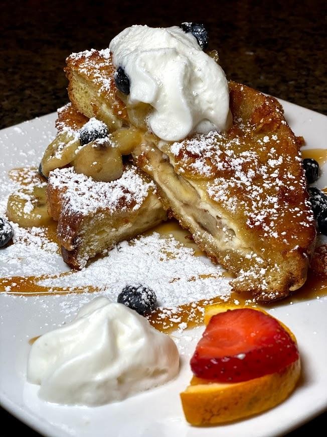 Bananas & Blue Foster Stuffed French Toast