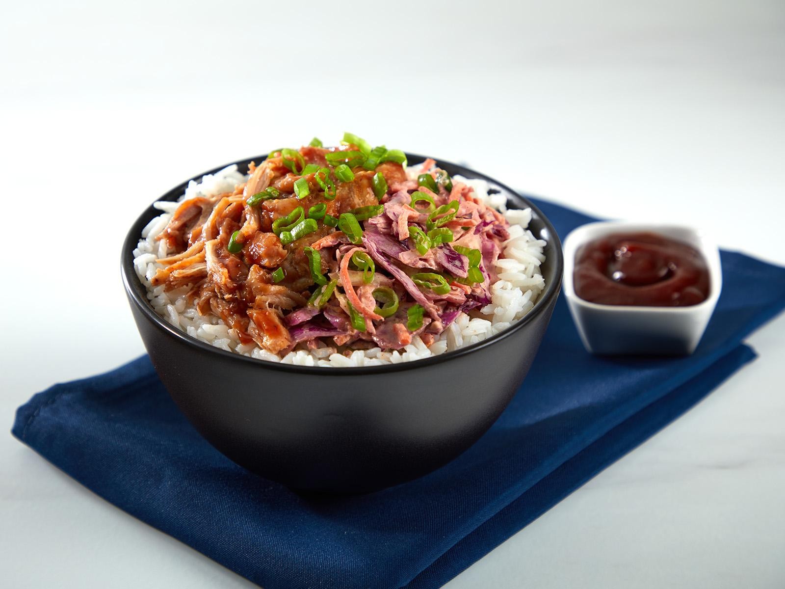 Low & Slow BBQ Pulled Pork Rice Bowl°