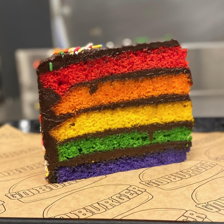 Chocolate Rainbow Cake Slice