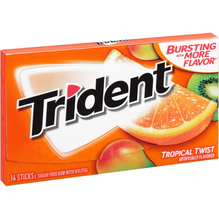 Trident Tropical Twist Sugar Free Gum  14 Pieces