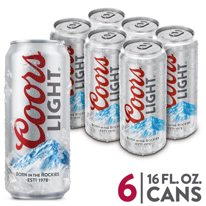 Coors Light American Light Lager Beer - 16.0 Fl Oz X 6 Pack