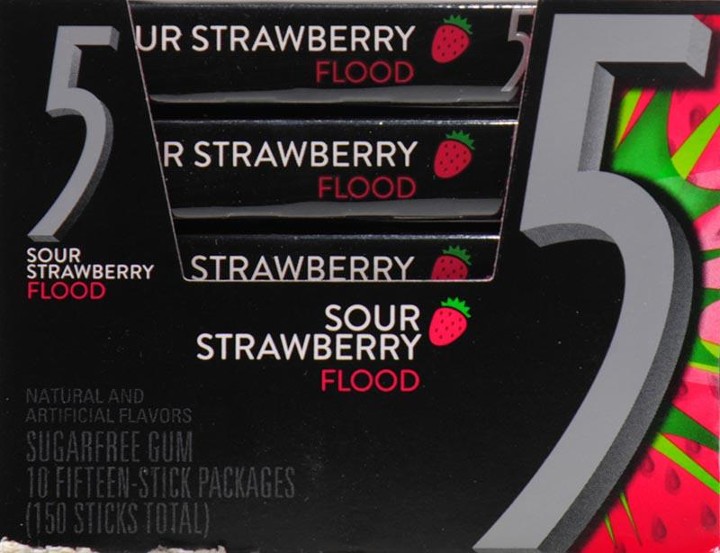 5 Gum Strawberry Flood 15ct
