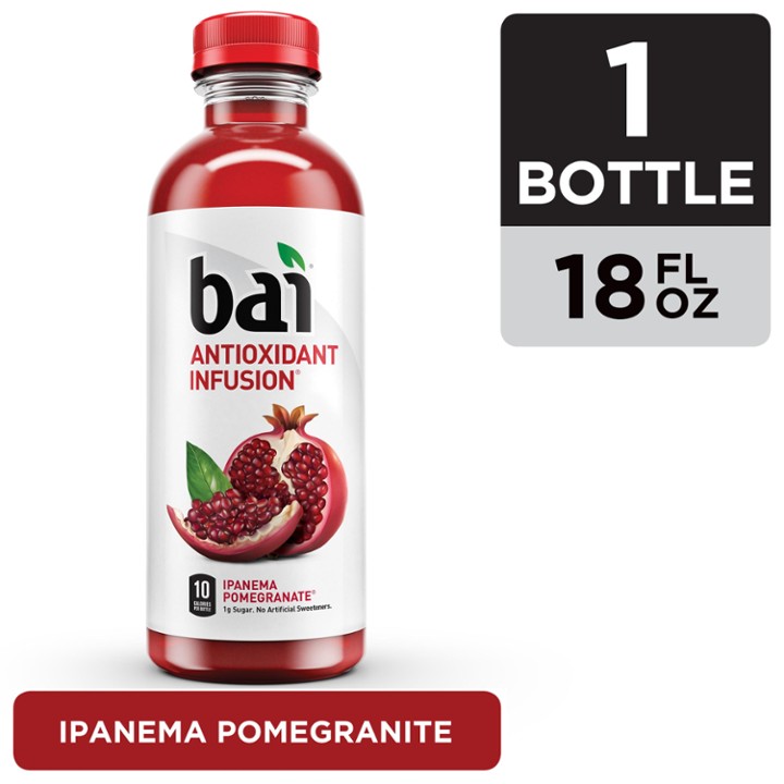 Bai Flavored Water  Ipanema Pomegranate  Antioxidant Infused Drinks  18 Fluid Ounce Bottle