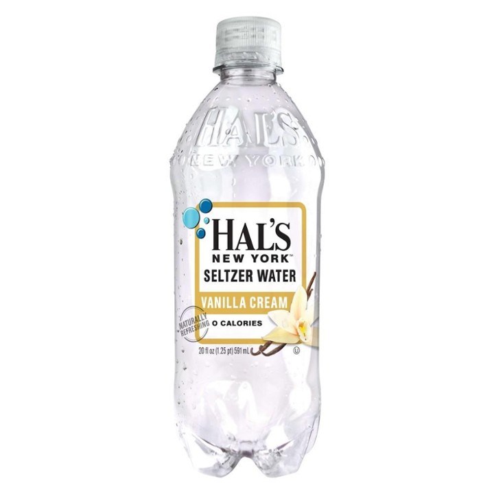Hal's Vanilla Cream New York Seltzer Water 20 Oz Plastic Bottles - Pack of 24