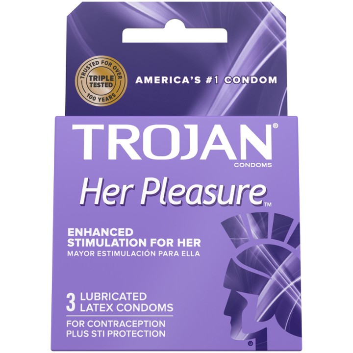 Trojan Her Pleasure Sensations Lubricated Condoms  3ct