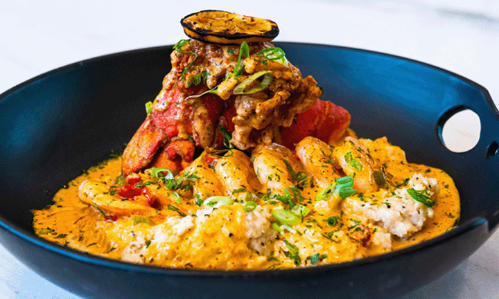 Shrimp + Grits w/ Lobster Tail