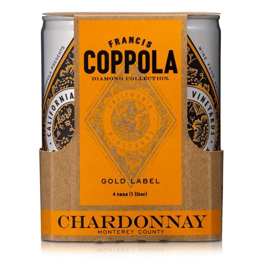 Francis Francis Coppola Diamond Collection Canned Chardonnay - White Wine from California - 4x 250ml Cans