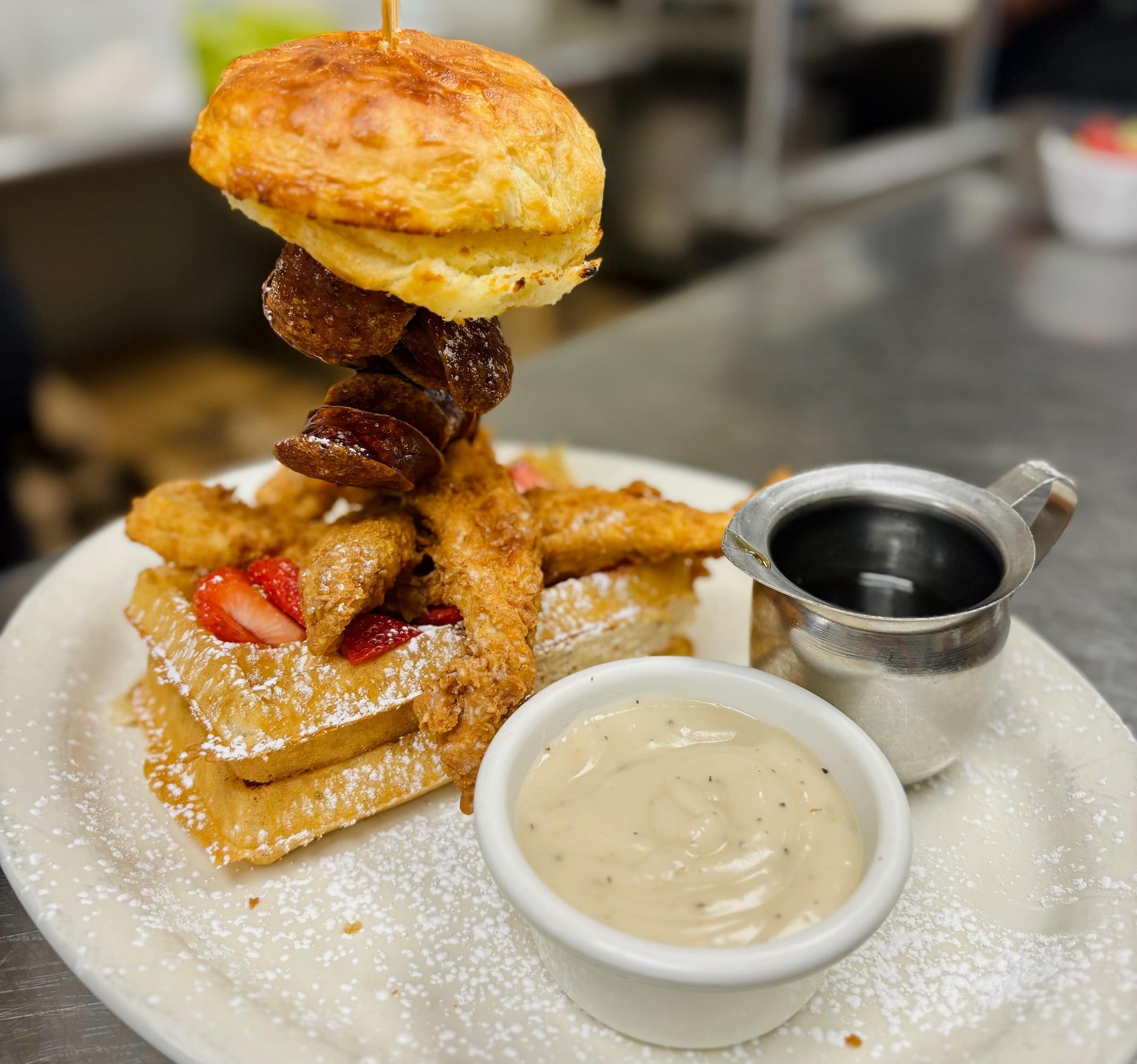 Southern Fried Chicken & Sausage Waffles