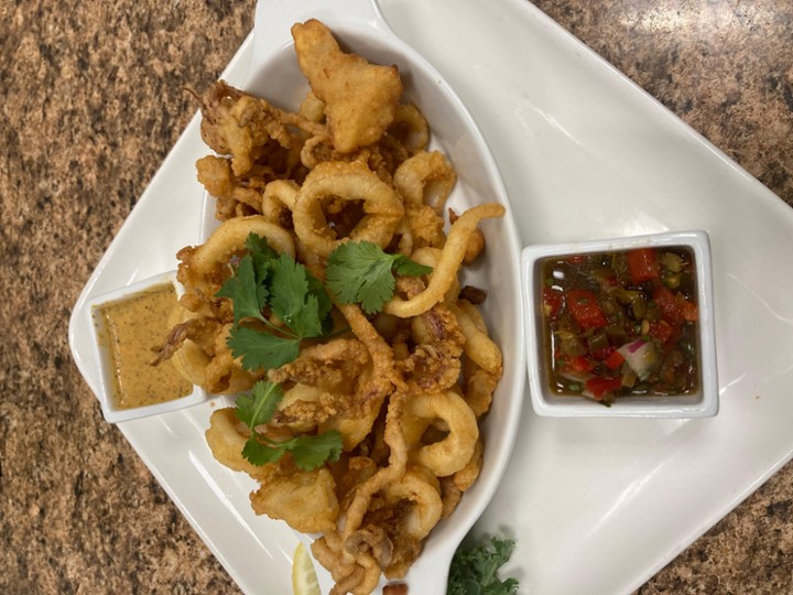 Flash-fried Calamari w/ Spicy Marinara & Olive Tapenade