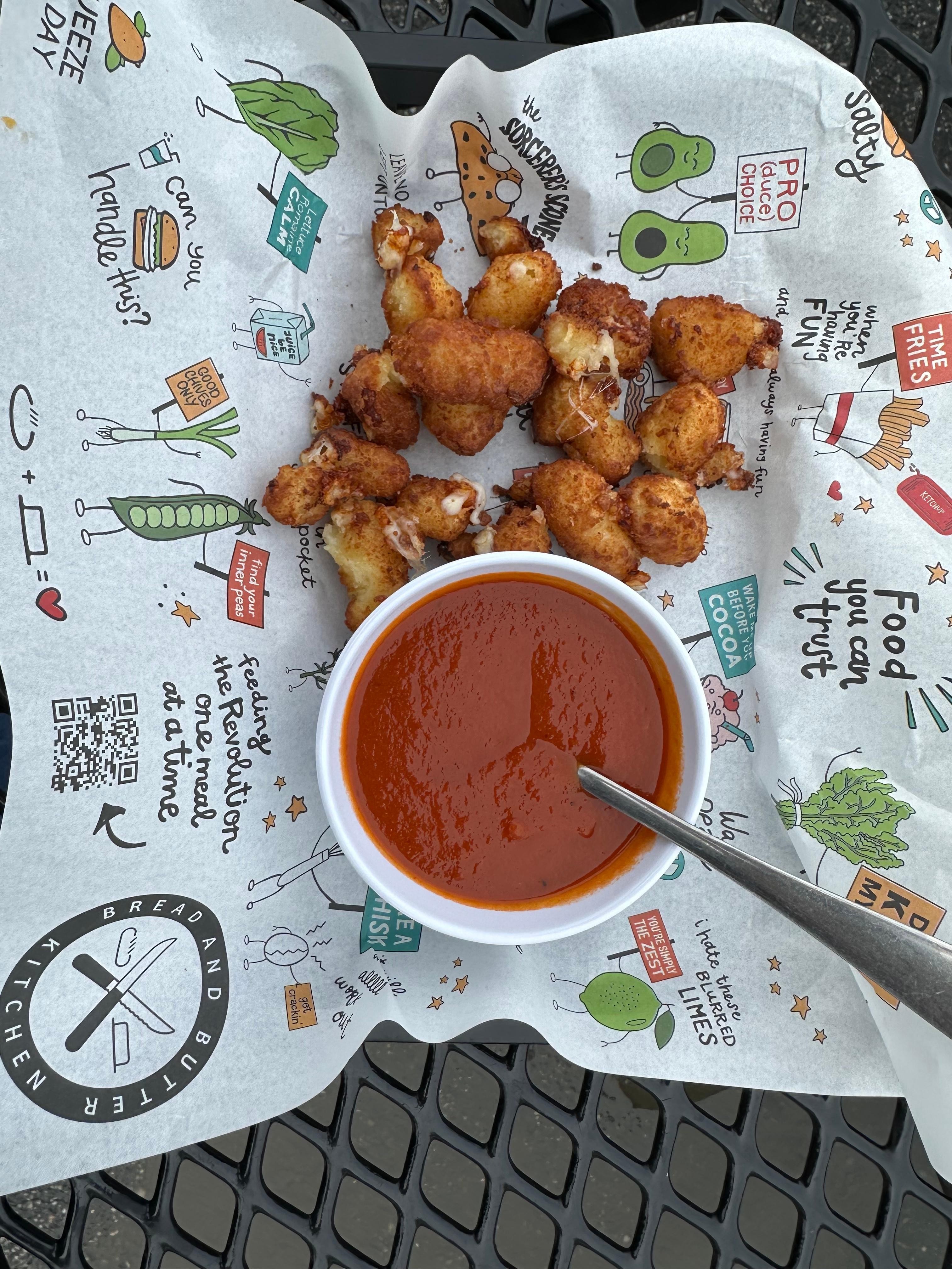 Cheese Curds and Tomato Soup