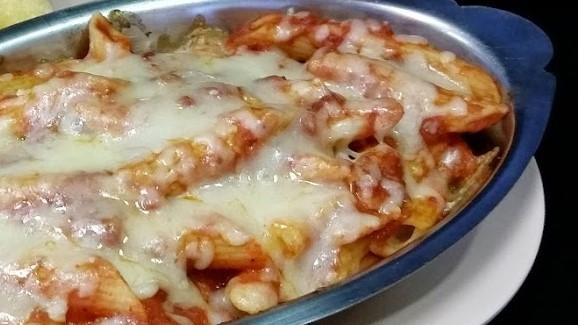 Pan of Baked Mostaccioli