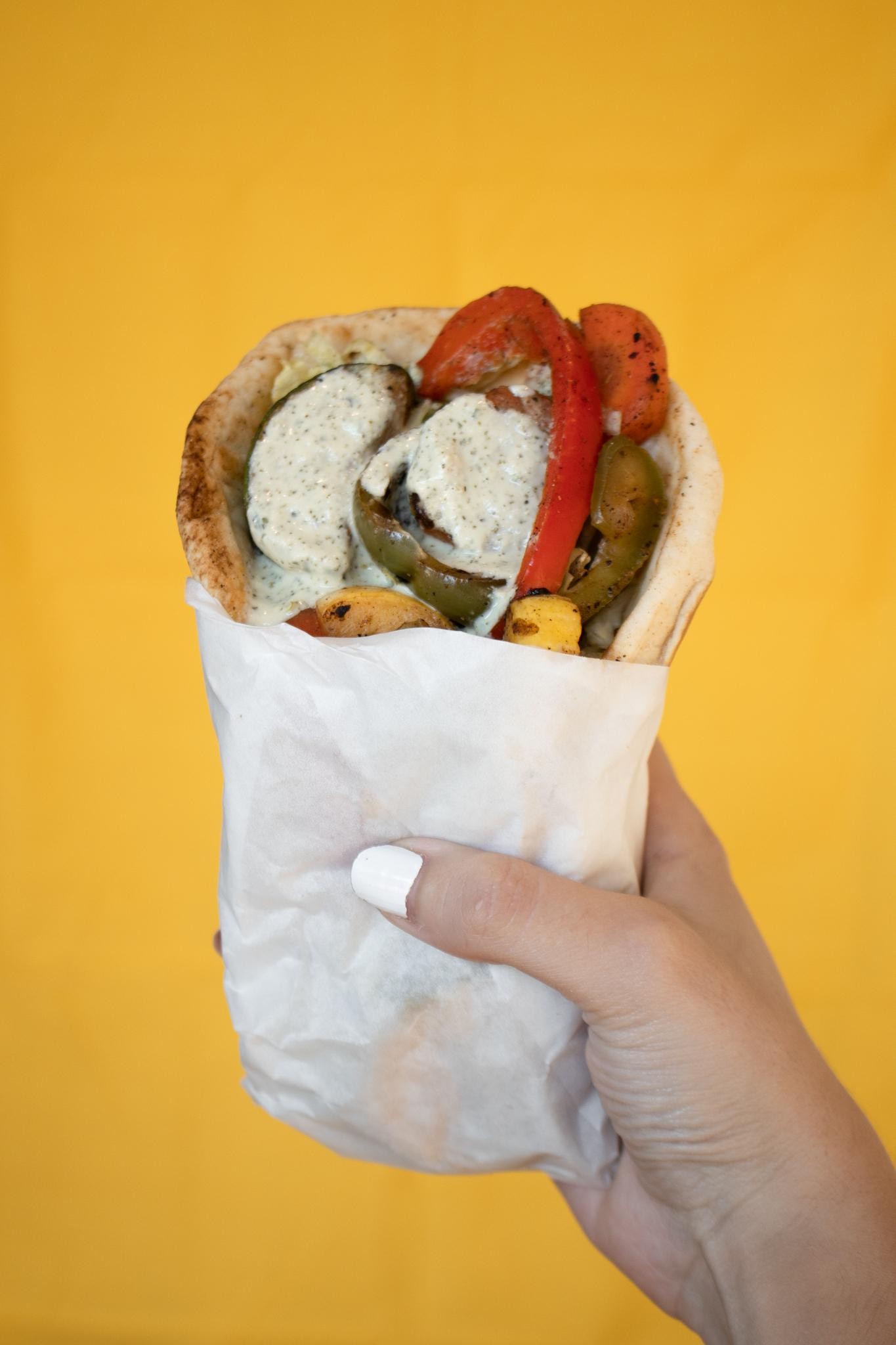 Falafel with Grilled Vegetables Sandwich