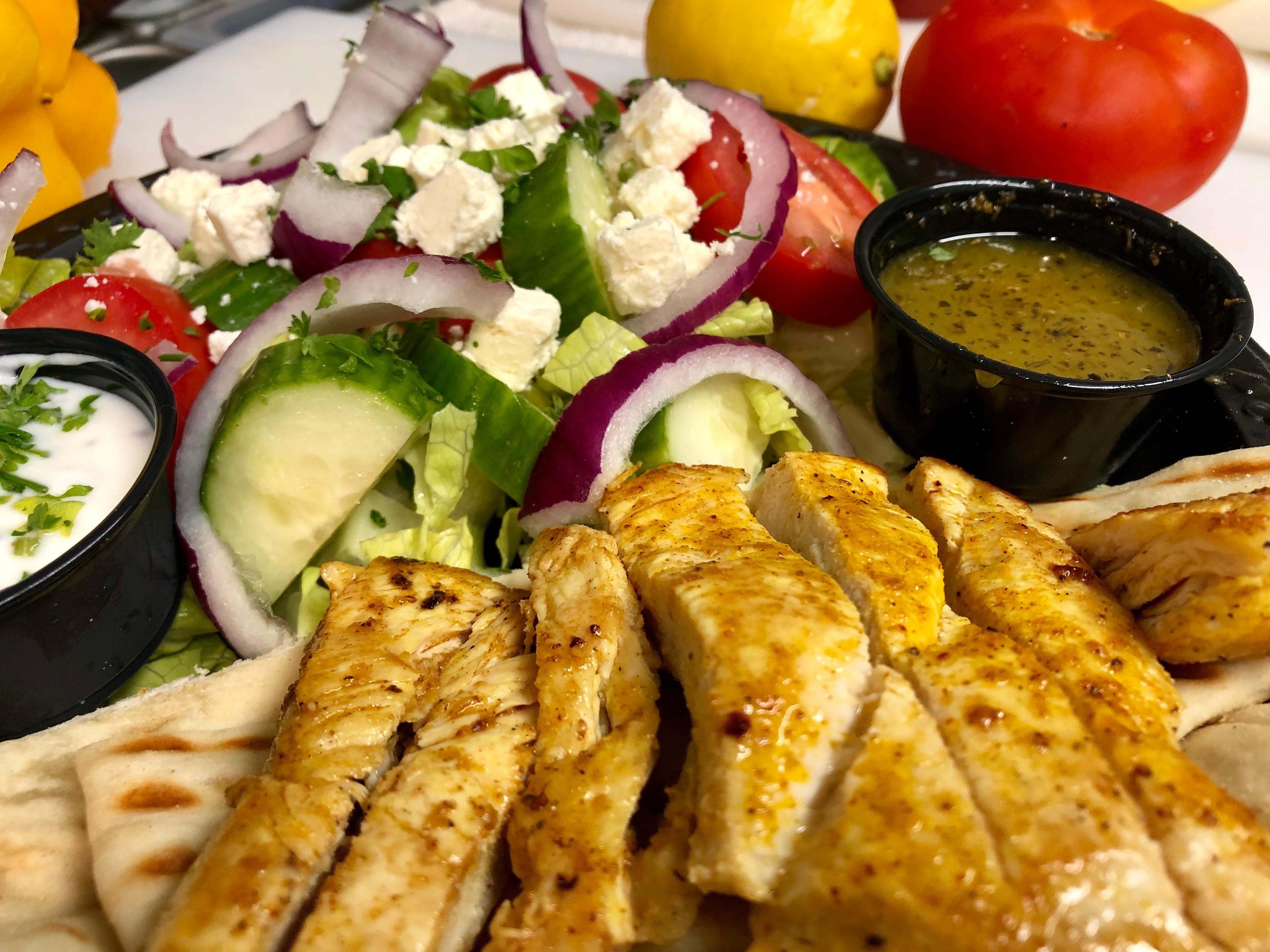 Grilled Chicken Greek Salad & Pita