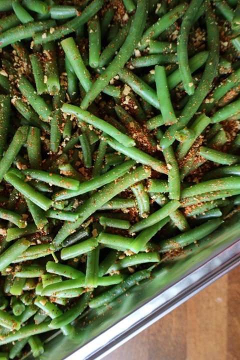 Tray of Tajin Green Beans