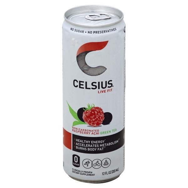 Celsius Sparkling Raspberry Acai Green Tea Energy Drink - 12 Oz.