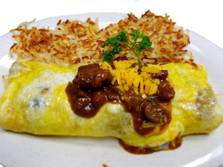 Beef, Chili and Beans Omelette