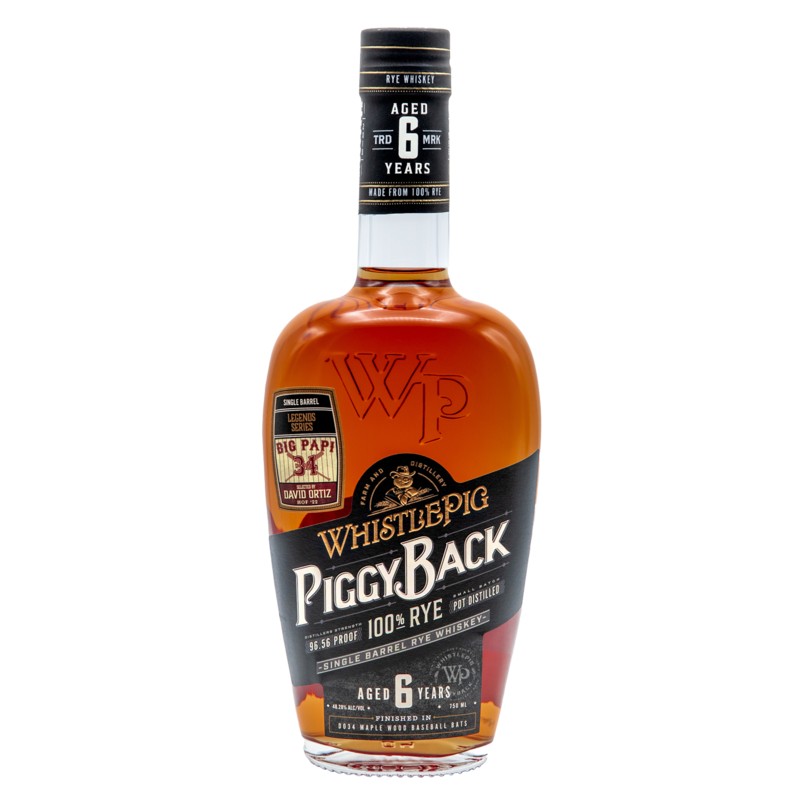 6 Yr PiggyBack Rye Big Papi Single Barrel | Rye Whiskey by WhistlePig | 750ml | Vermont
