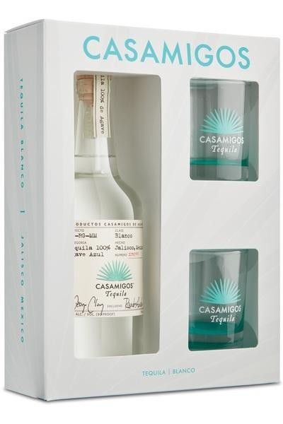 Casamigos Blanco Tequila Gift Set 750ml with 2 Rocks Glasses Silver - 750ml Bottle