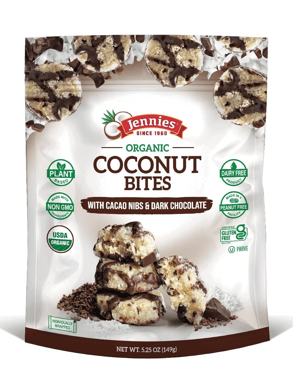 Coconut Bites w/ cocoa nibs and Dark Chocolate