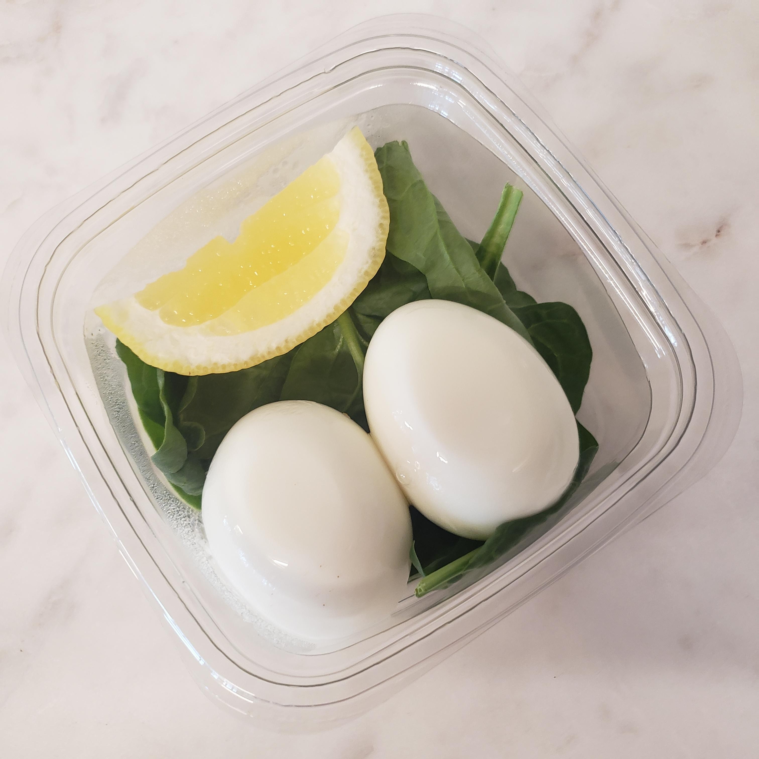 Boiled Eggs + Greens, Lemon