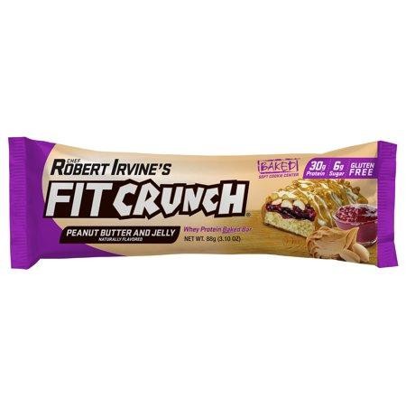 Chef Robert Irvine's FITCRUNCH Peanut Butter and Jelly, High Protein Baked Bar, 30g Protein, 3.1 Oz., 1ct