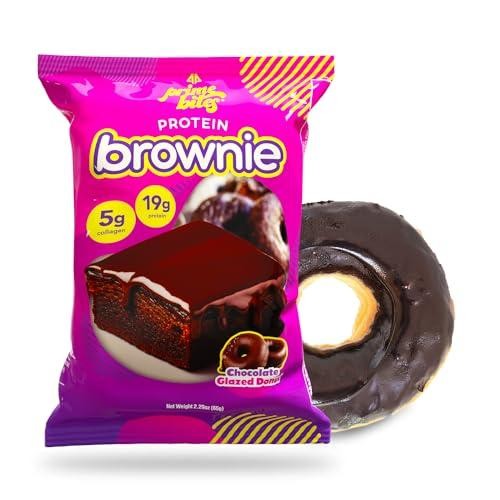 Prime Bites Protein Brownie from Alpha Prime Supplements, 16-17g Protein, 5g Collagen, Delicious Guilt-Free Snack,12 Bars per Box (Glazed Chocolate Do