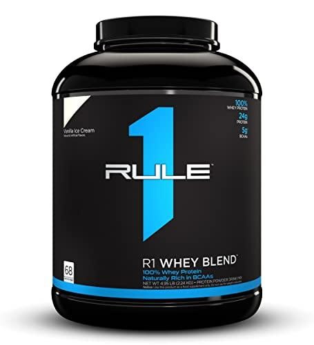 Rule 1 Proteins R1 Whey Blend- Vanilla Ice Cream, 24g Fast-Acting Whey Protein Concentrates, Isolates, and Hydrolysates per Serving, with Naturally Oc