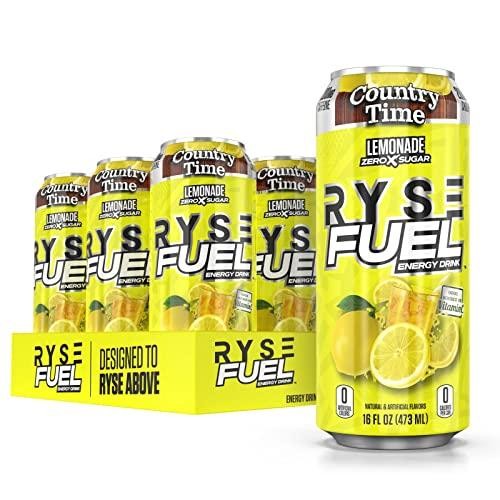 RYSE Fuel Energy Drink | on the Go Energy | 0 Sugars | 0 Calories | Vegan | 200mg Caffeine | 12 Pack (Country Time Lemonade)