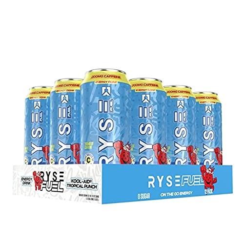 RYSE Fuel Energy Drink | on the Go Energy | 0 Sugars | 0 Calories | Vegan | 200mg Caffeine | 16 Fl Oz Can | 12 Pack (Kool-Aid)