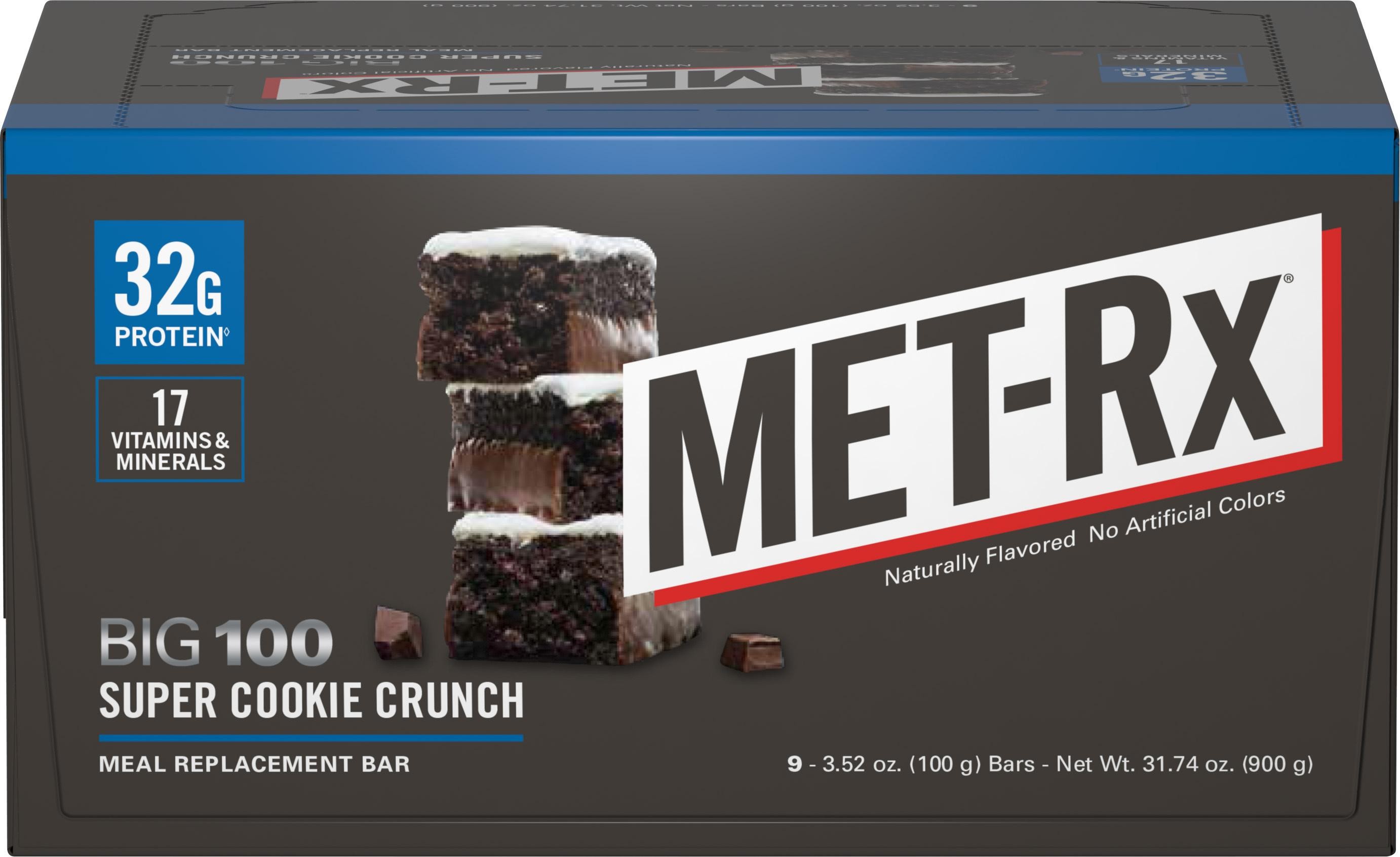MET-Rx Big 100 Protein Meal Replacement Bar, Super Cookie Crunch - 3.52 Oz