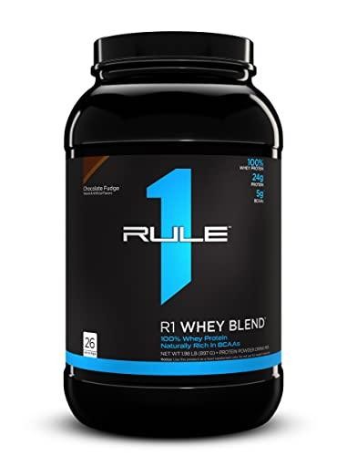 Rule One Proteins, R1 Whey Blend - Chocolate Fudge, 24g Fast-Acting Whey Protein Concentrates, Isolates, and Hydrolysates per Serving, with Naturally
