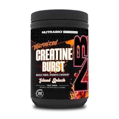 NutraBio Creatine Burst – Micronized Creatine Monohydrate Powder – 300 G – Muscle Growth, Reduce Soreness – Faster Recovery Time – 60 Servin