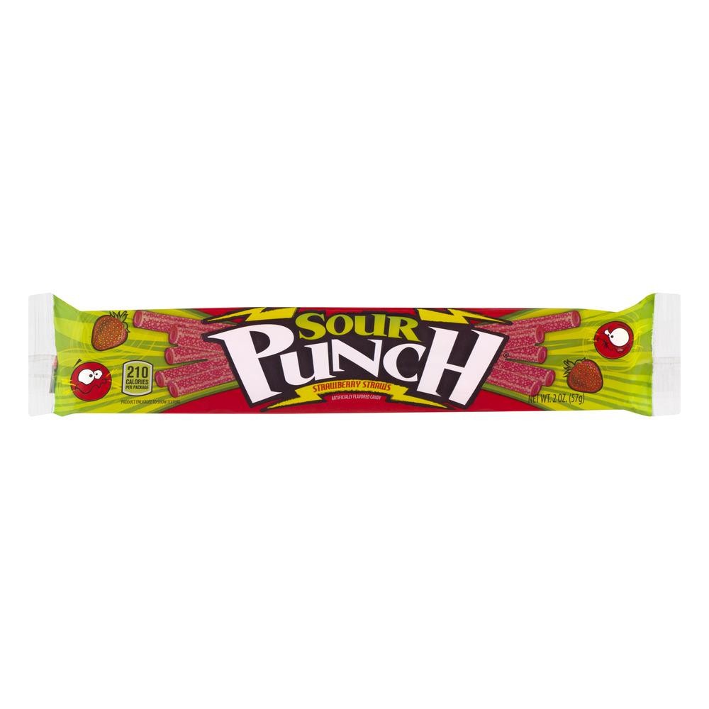 Sour Punch Straws  Strawberry Chewy Fruity Candy  2oz Movie Tray