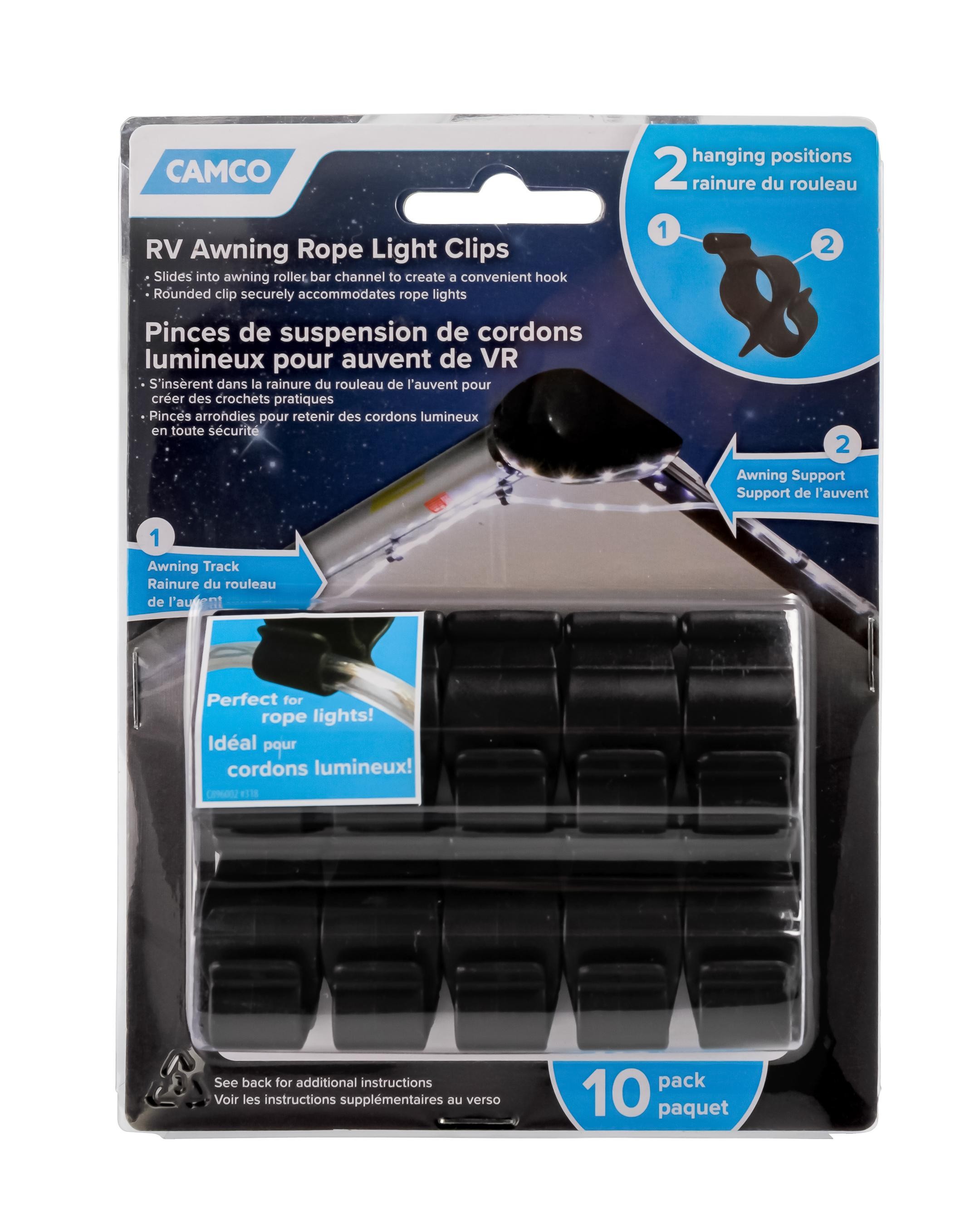 Camco Standard RV Awning Clip for Rope Light  Black (42708)