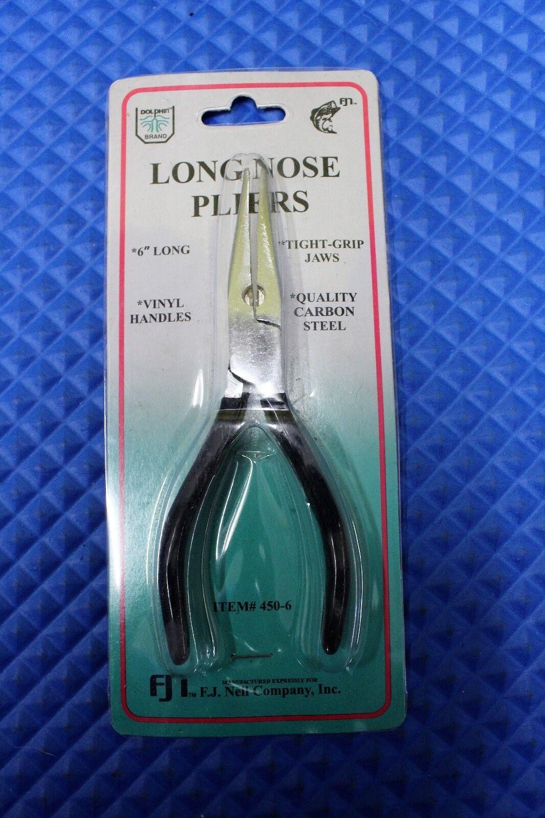 Dolphin Long Nose Pliers 6" Carbon Steel Vinyl Handles Item # 450-6
