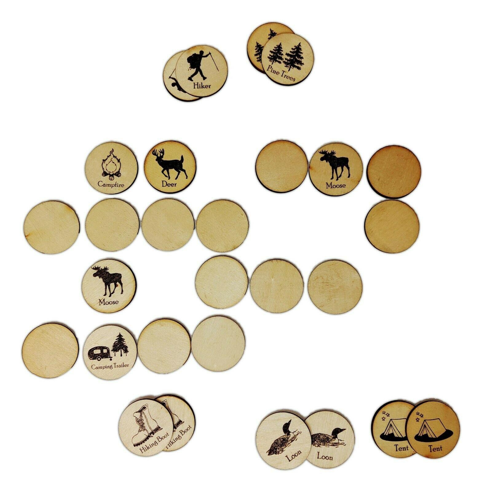 Wooden Handmade MATCHING GAME Outdoor Themed Discs  by Wilcor