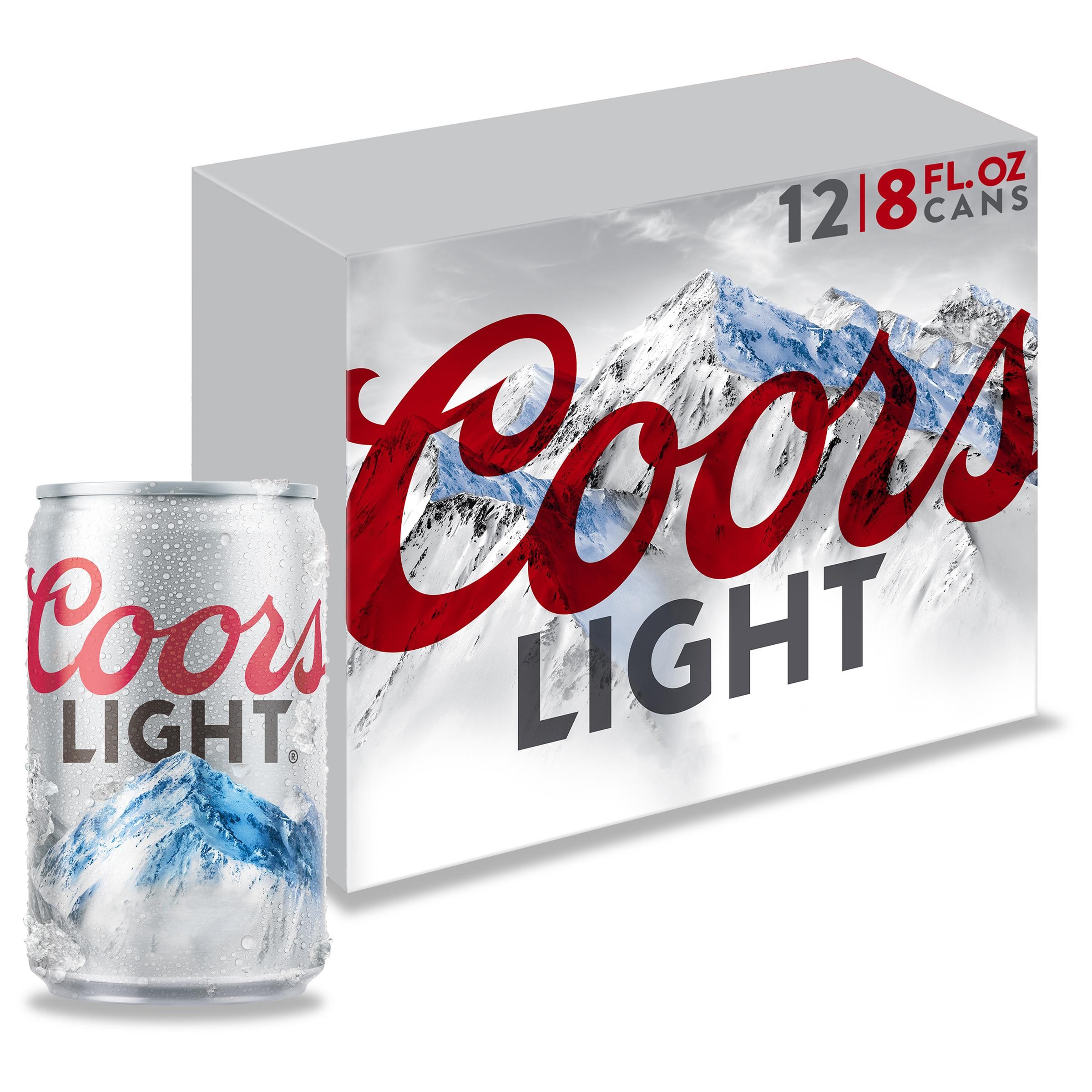 Coors Light Beer, American Light Lager, 12 Pack, 8 Fl. Oz. Cans, 4.2% ABV