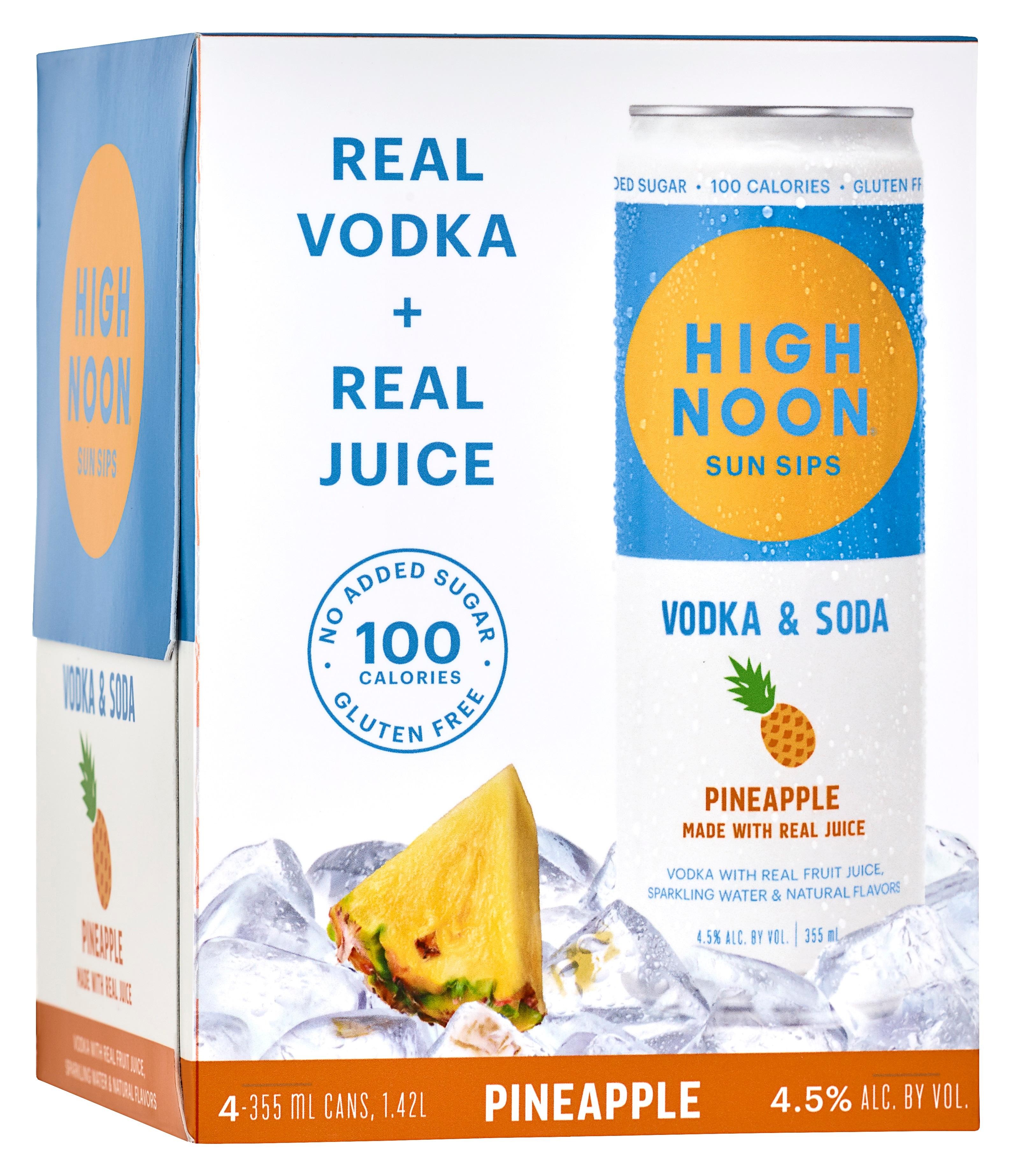 High Noon Pineapple Vodka Hard Seltzer Ready-to-drink - 4x 12oz Cans