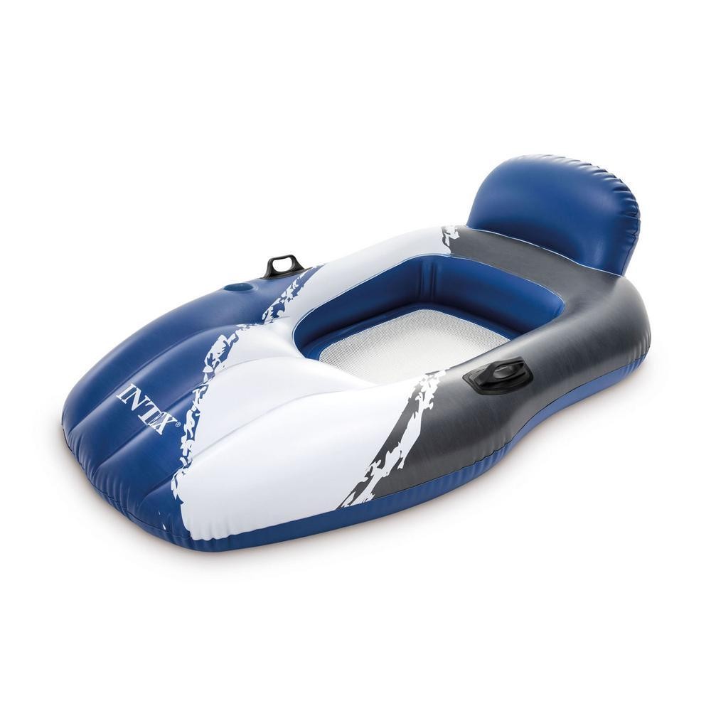 Intex Floating Mesh Lounge Chair Pool Float Lounger W/ Cupholder  Blue & White