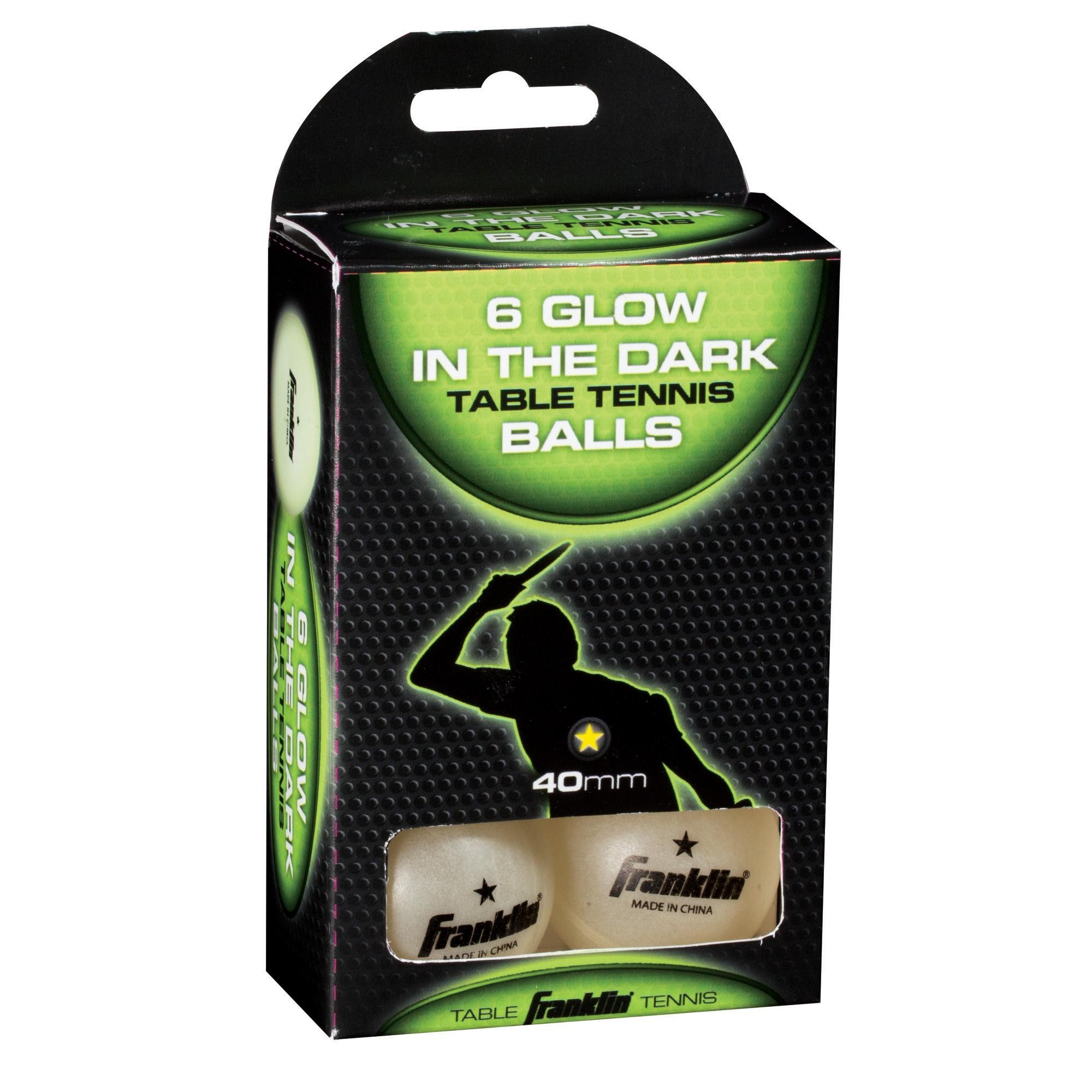 Franklin Sports 40mm 1 Star Table Glow in the Dark Tennis Balls - 6 Pack